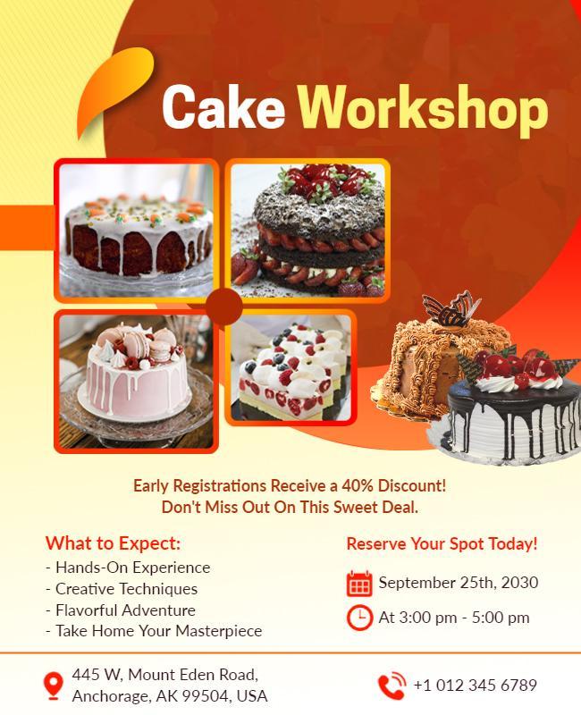 Interactive Cake Decorating Workshop Flyer Template