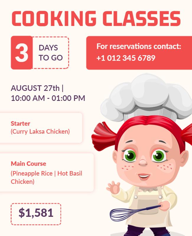 Interactive Cooking Classes Event Flyer Template