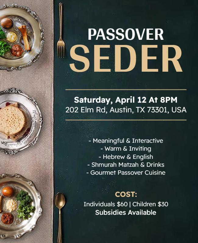 Interactive Elegant Passover Seder Celebration Flyer Template