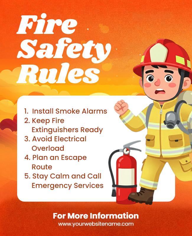 Interactive Fire Safety Rules Poster Template