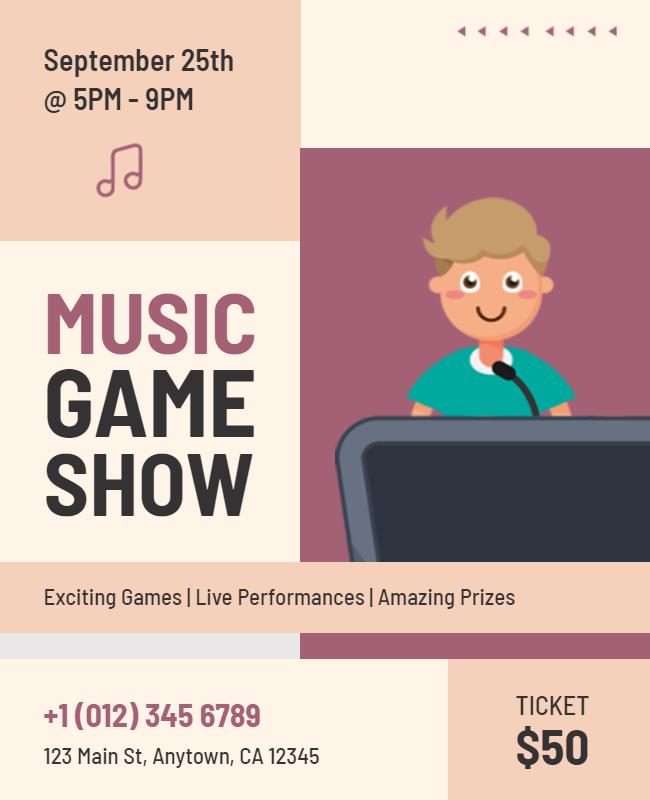 Interactive Music Game Show Event Flyer Template