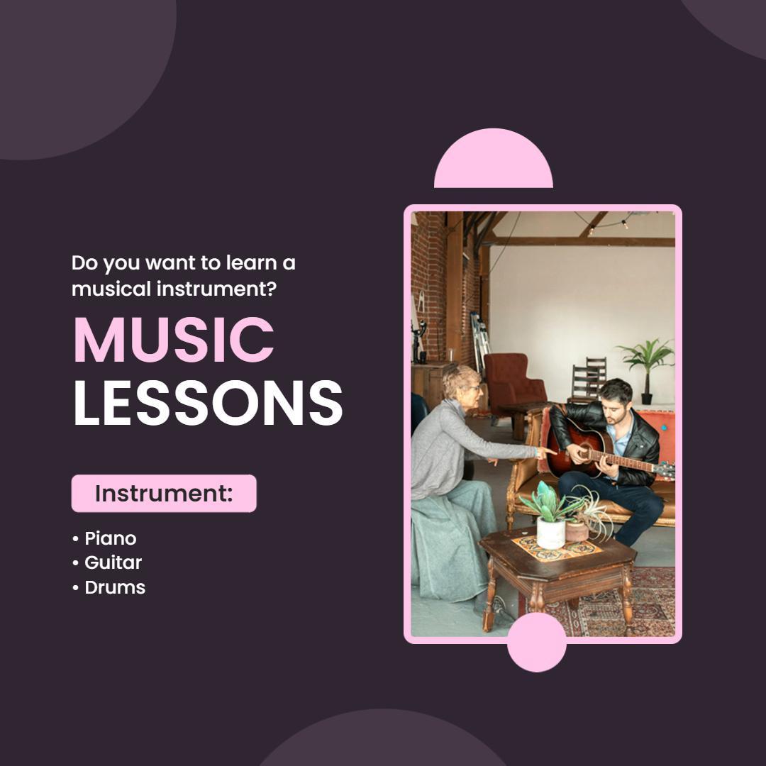 Interactive Music Lessons Promotion Instagram Flyer Template