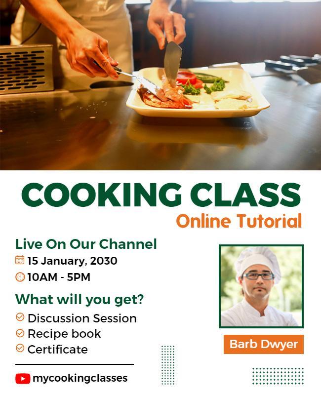 Interactive Online Cooking Class Tutorial Flyer Template