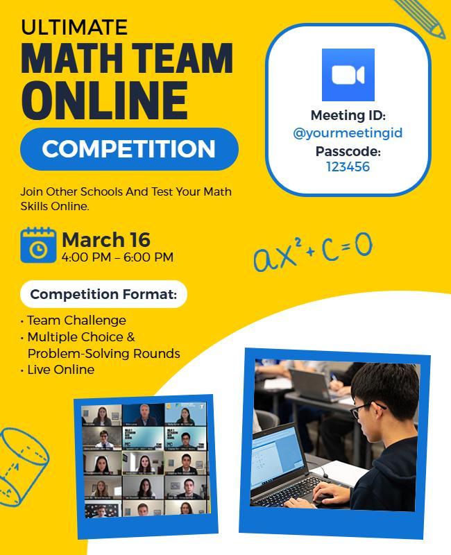 Interactive Online Math Team Competition Flyer Template
