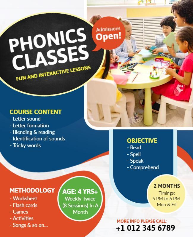 Interactive Phonics Classes Learning Flyer Template