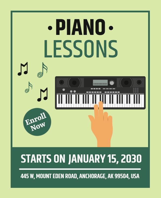 Interactive Piano Lessons Enrollment Flyer Template