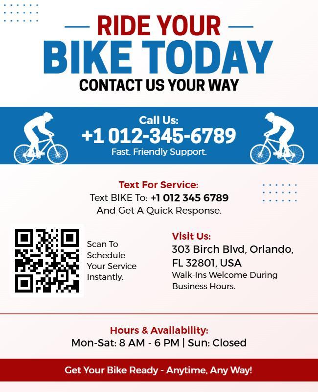 Interactive QR Code Bike Service Advertisement Flyer Template