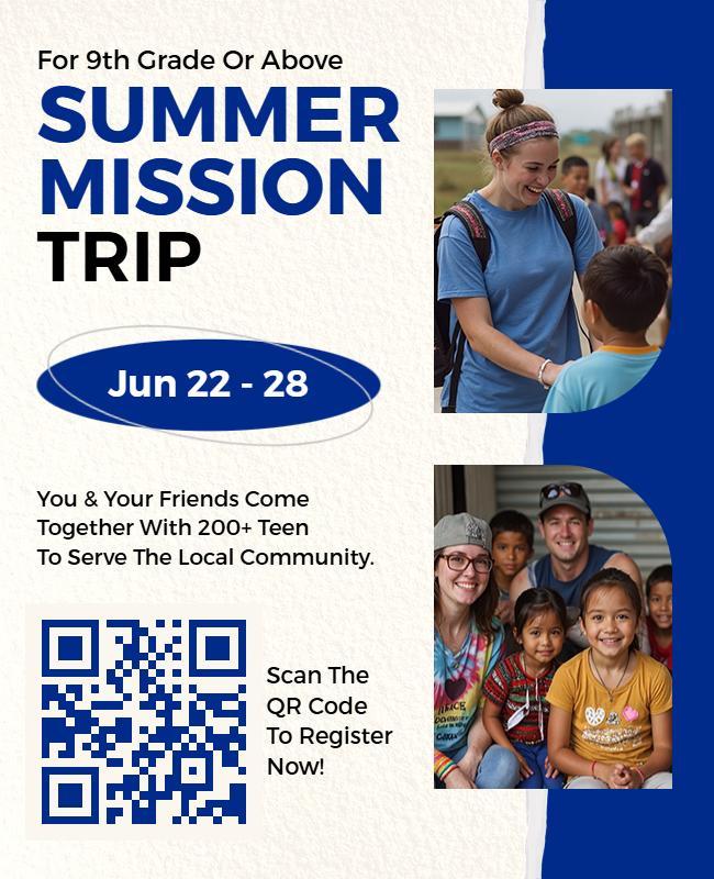 Interactive QR Code Mission Trip for Teens Flyer Template