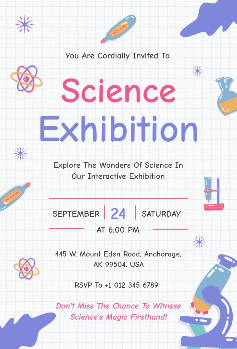 Interactive Science Exploration Exhibition Invitation Template