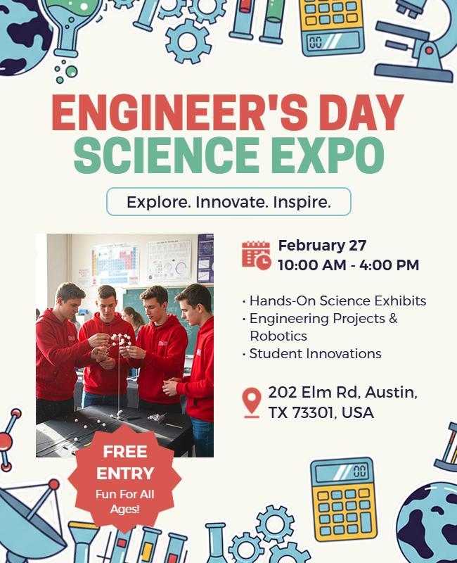 Interactive Science Innovation Engineering Day Flyer Template