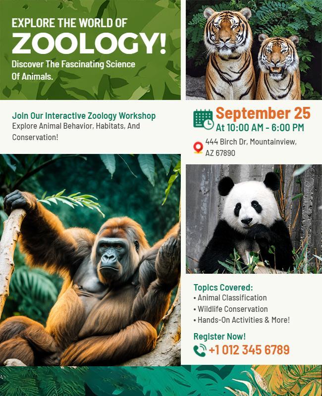 Interactive Zoology Workshop Event Flyer Template