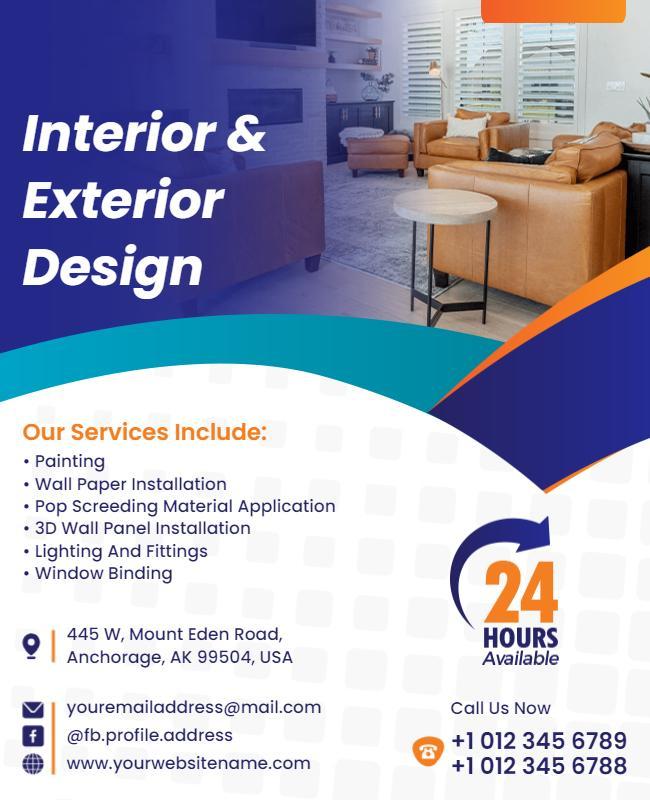 Interior and Exterior Home Design Services Flyer Template