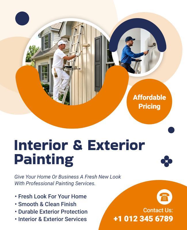 Interior and Exterior Painting Service Poster Template
