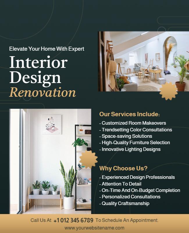 Interior Design Renovation Services Flyer Template