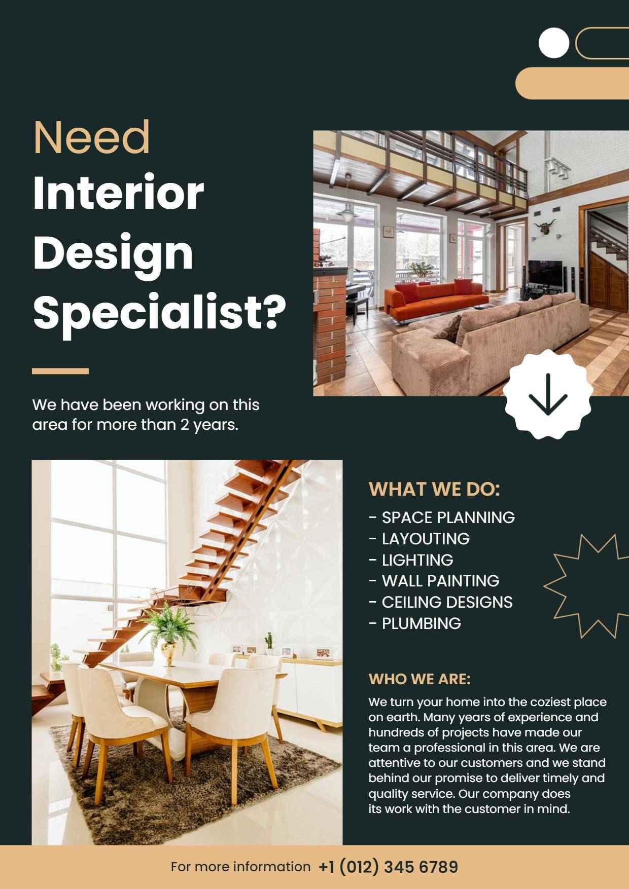 Interior Design Services Promotional A4 Flyer Template