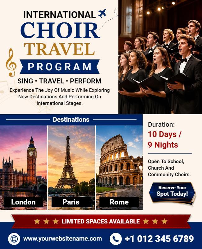 International Choir Travel Program Flyer Template
