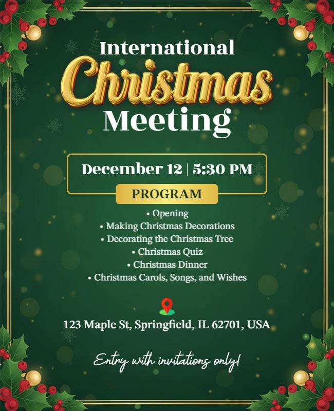 International Christmas Meeting Celebration Flyer Template