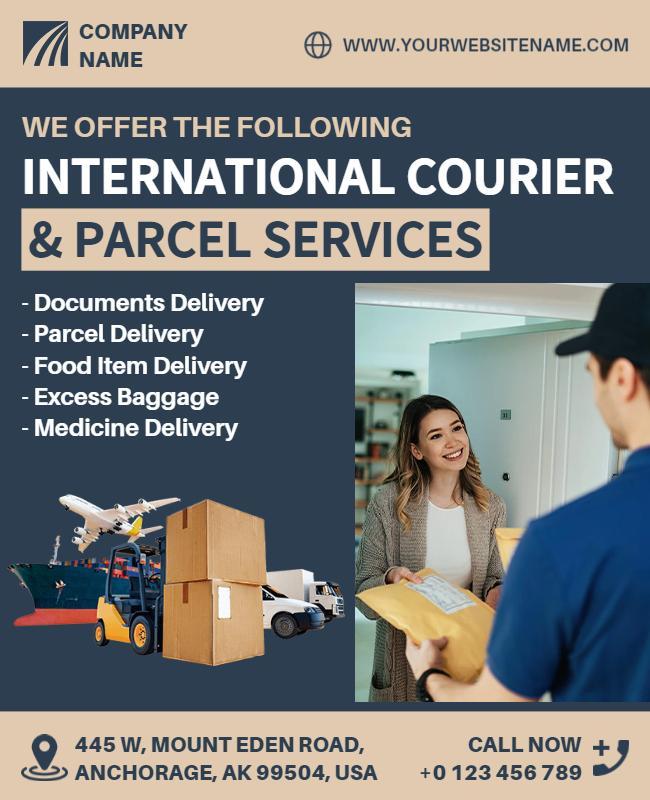 International Courier and Parcel Services Flyer Template