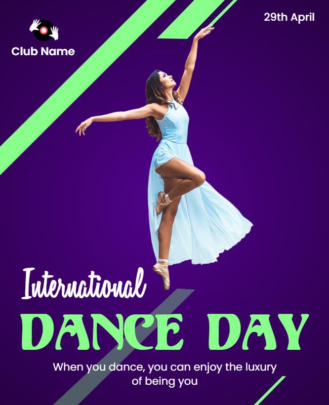 Elegant Purple International Dance Day Celebration Flyer Template