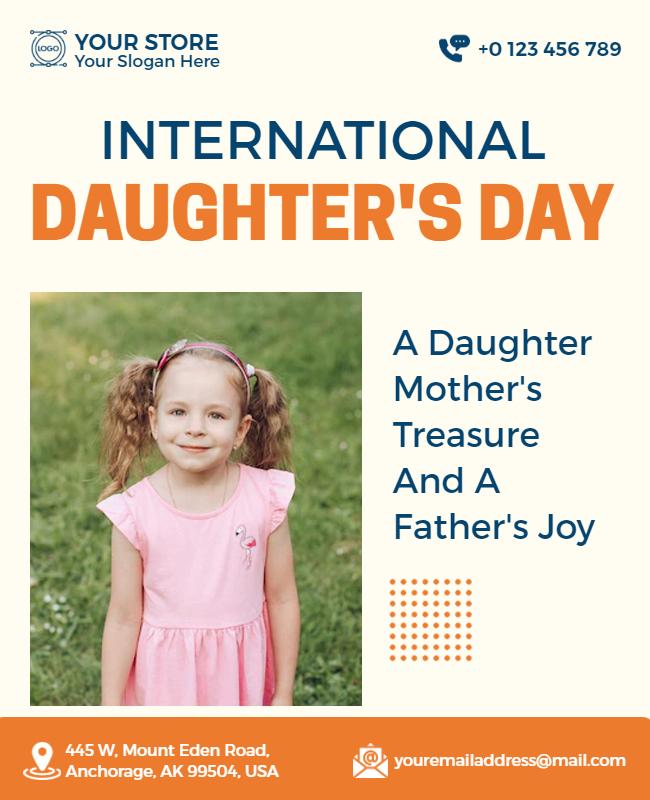 Playful Blue International Daughter's Day Celebration Flyer Template