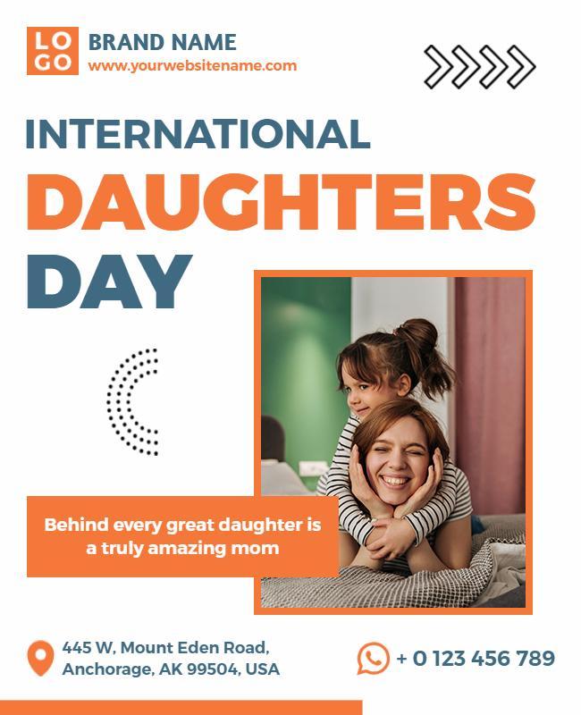 Playful Orange International Daughters Day Celebration Flyer Template