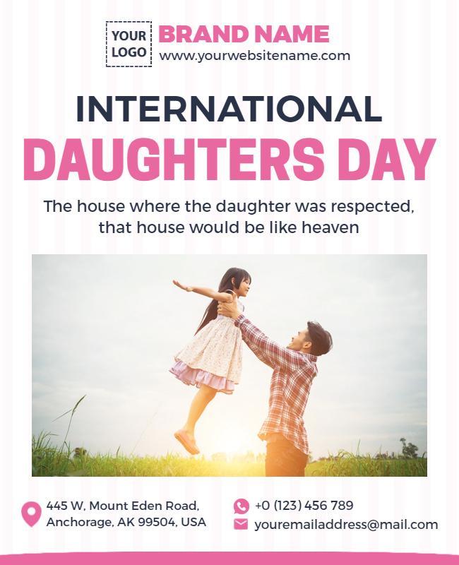 Playful Pink International Daughters Day Celebration Flyer Template