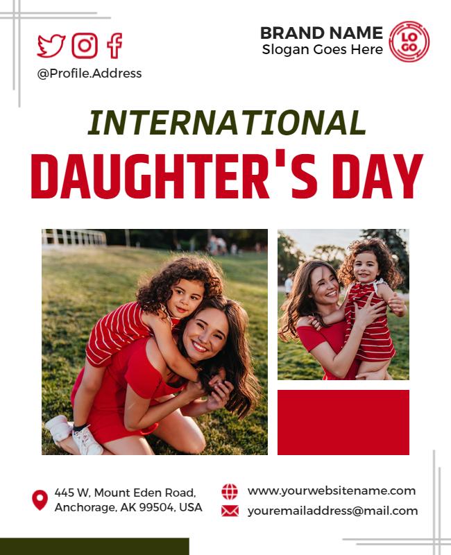 Bold Red Celebration for International Daughter's Day Flyer Template