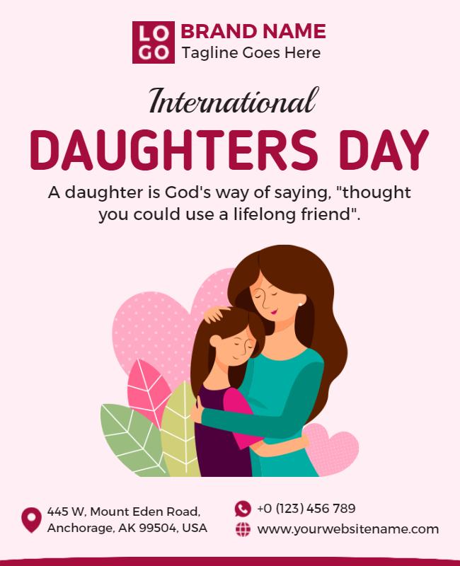 Heartwarming Pink International Daughters Day Flyer Template