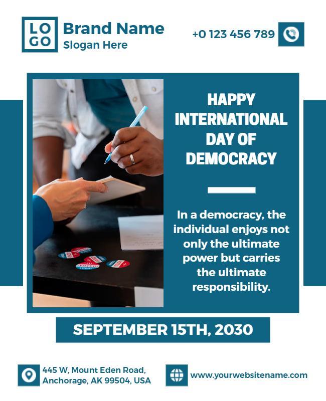 Modern Blue International Day of Democracy Flyer Template