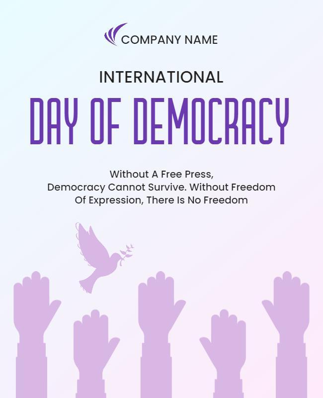 Purple Minimalist International Day of Democracy Flyer Template