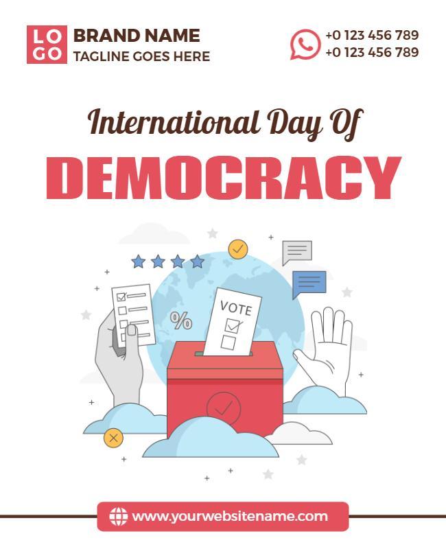 Illustrative Red International Day of Democracy Awareness Flyer Template