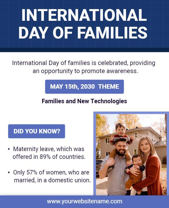 Modern Blue International Day of Families Awareness Flyer Template