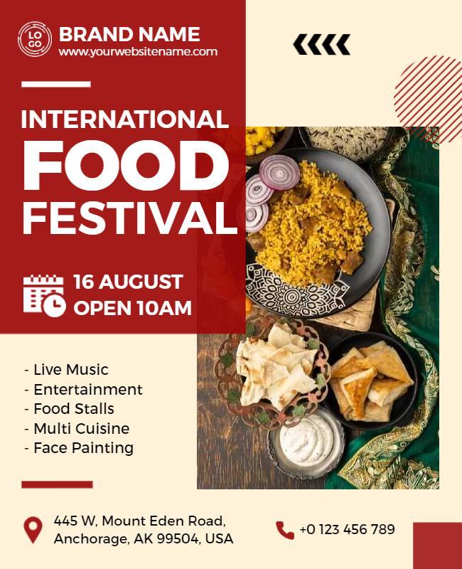 Colorful International Food Festival with Cuisine Variety Flyer Template