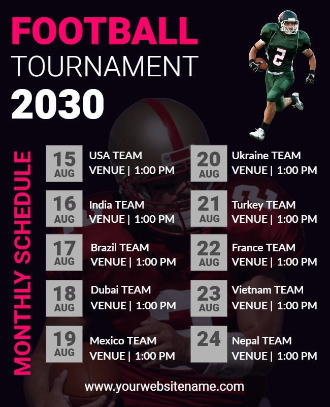 International Football Tournament Schedule Flyer Template