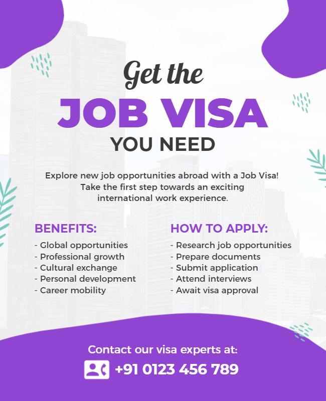 International Job Visa Application Flyer Template