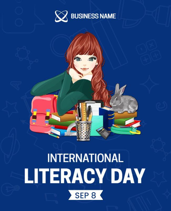 Creative Blue International Literacy Day Awareness Flyer Template