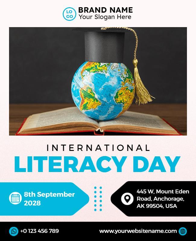 Educational Globe Theme for International Literacy Day Flyer Template