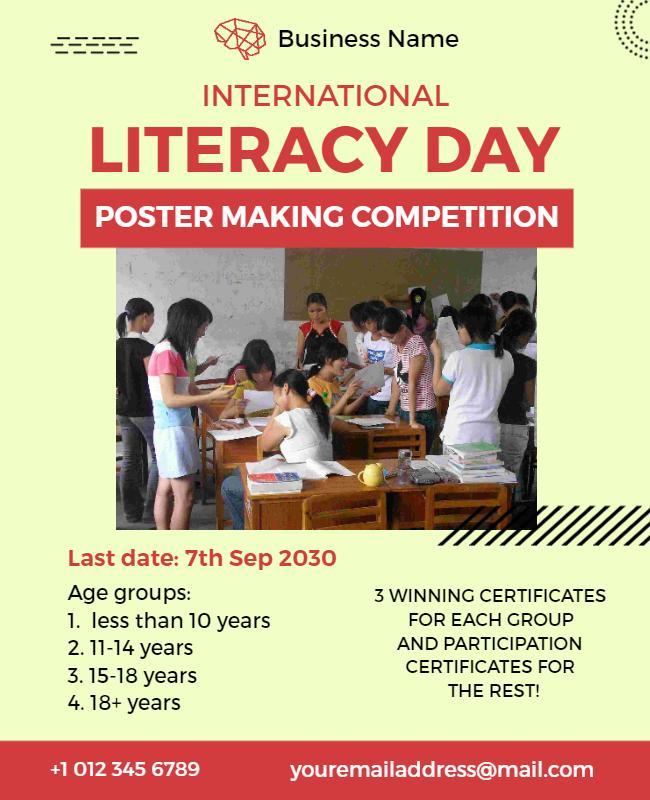 International Literacy Day Competition Event Flyer Template