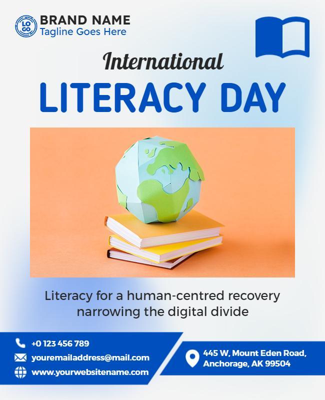 Colorful Earth Educational Literacy Day Flyer Template