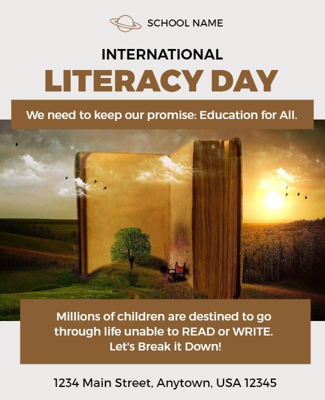 International Literacy Day Educational Event Flyer Template