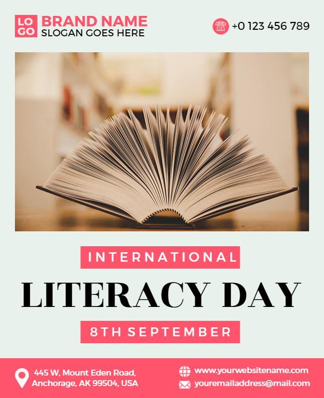 Creative Open Book Design for International Literacy Day Flyer Template