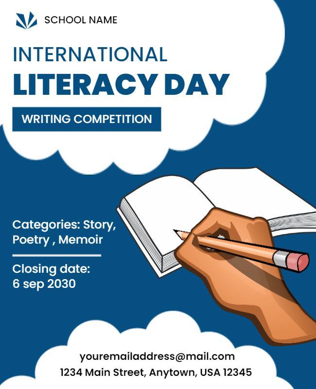 International Literacy Day Writing Competition Flyer Template