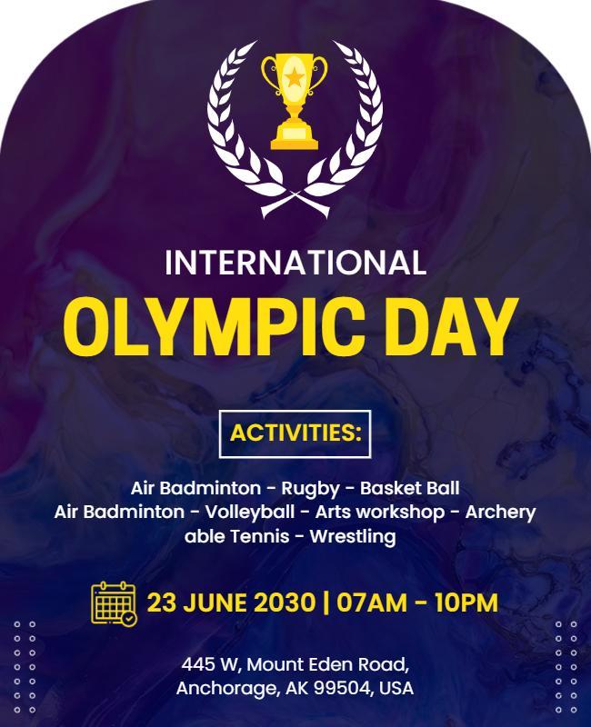 Colorful Sports Themed International Olympic Day Flyer Template