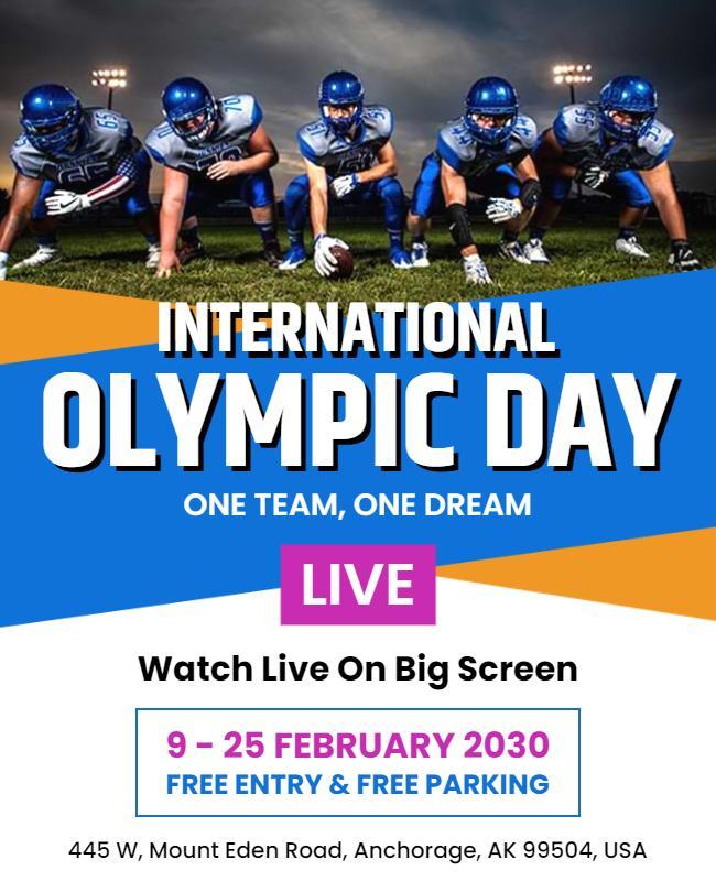 Dynamic Blue Sports Theme for Olympic Day Celebration Flyer Template