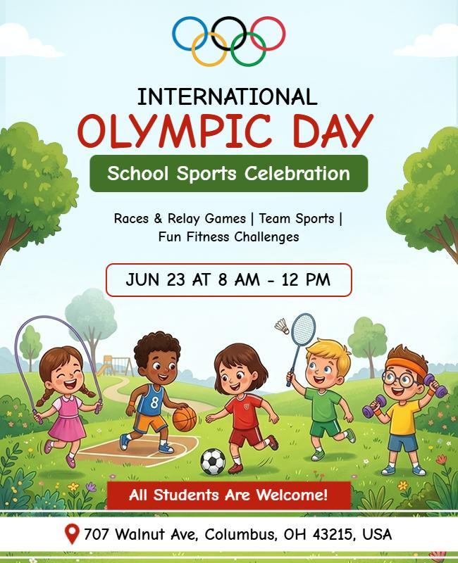 International Olympic Day School Sports Celebration Event Poster Template