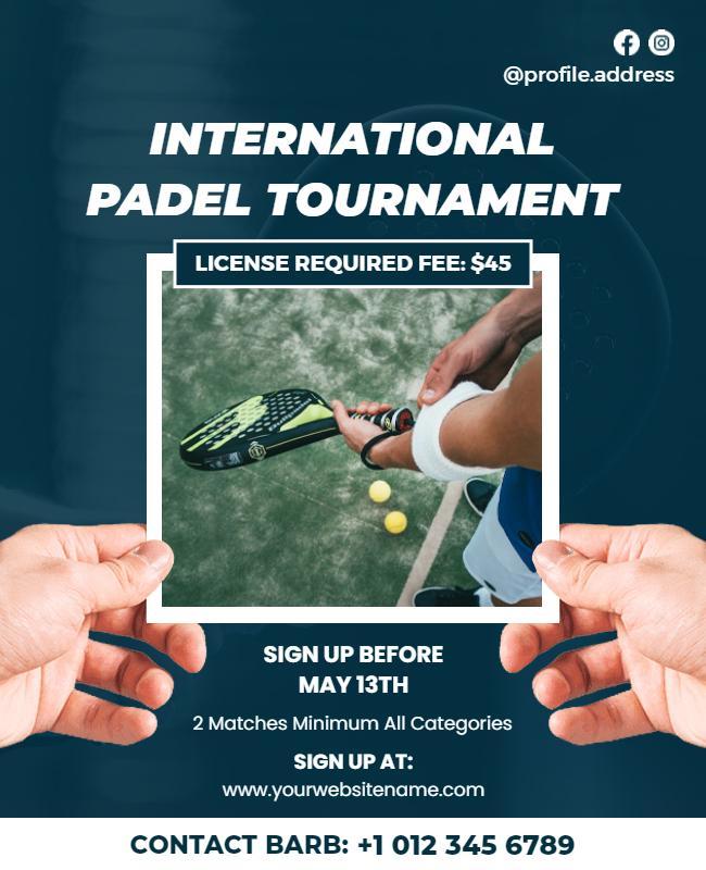 International Padel Tournament Announcement Flyer Template