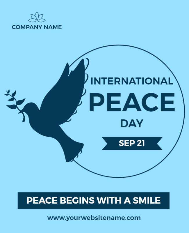 Soothing Blue Dove Graphic for International Peace Day Flyer Template