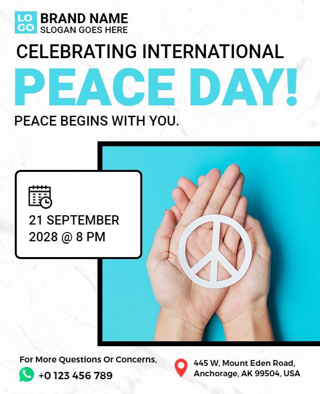 Modern Blue International Peace Day Celebration Flyer Template