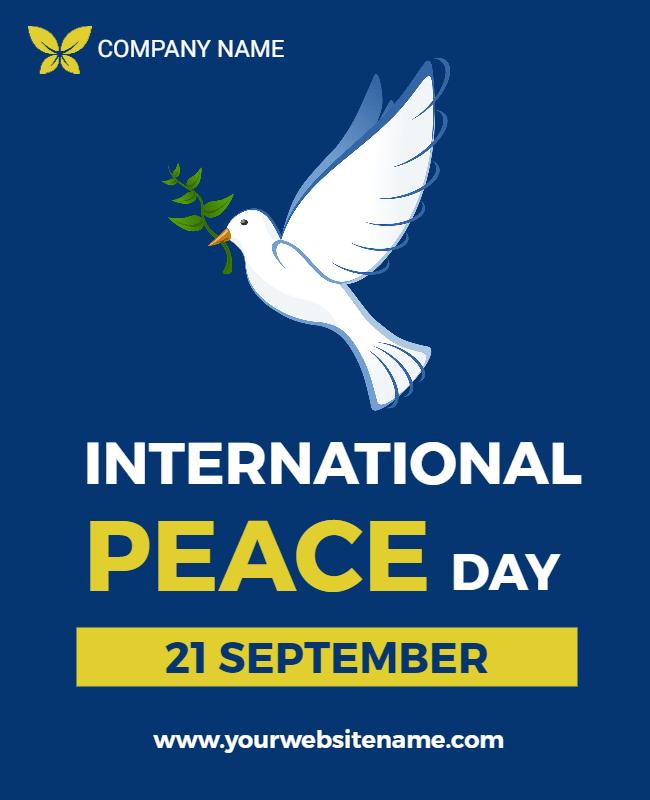 Peaceful Blue International Peace Day Celebration Flyer Template