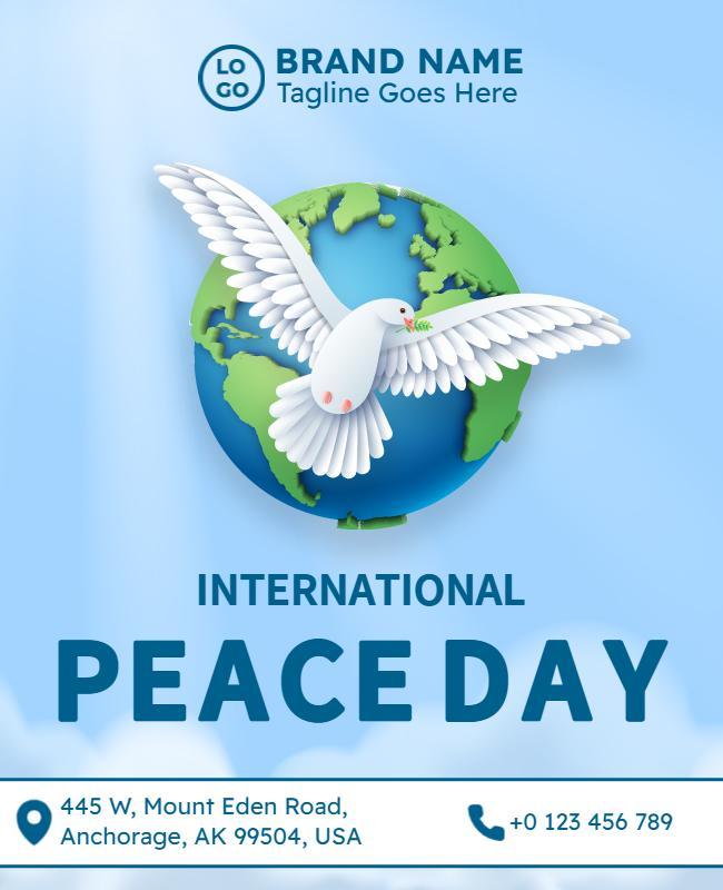 Serene Blue Dove International Peace Day Flyer Template